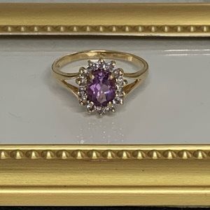 10K Amethyst Tanzanite Halo Cocktail Ring THL ⭐️HP